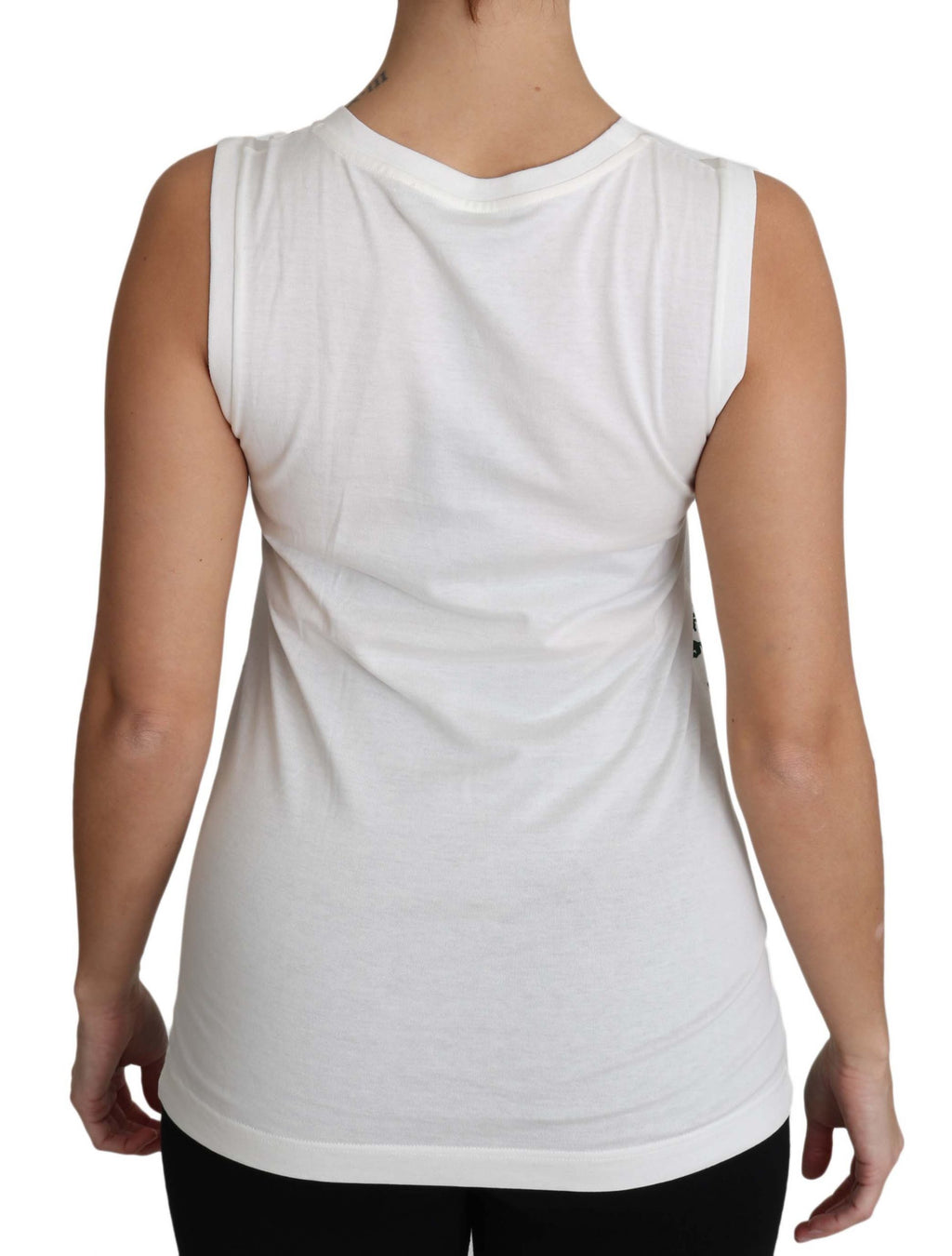 T-shirt sans manches en coton blanc Dolce & Gabbana avec logo #dgfamily, visible sur le devant, style décontracté et élégant.