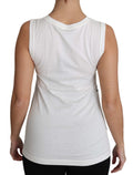 T-shirt sans manches en coton blanc Dolce & Gabbana avec logo #dgfamily, visible sur le devant, style décontracté et élégant.