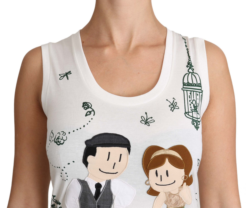 Chemise sans manches en coton blanc Dolce & Gabbana #dgfamily, style décontracté avec logo visible.