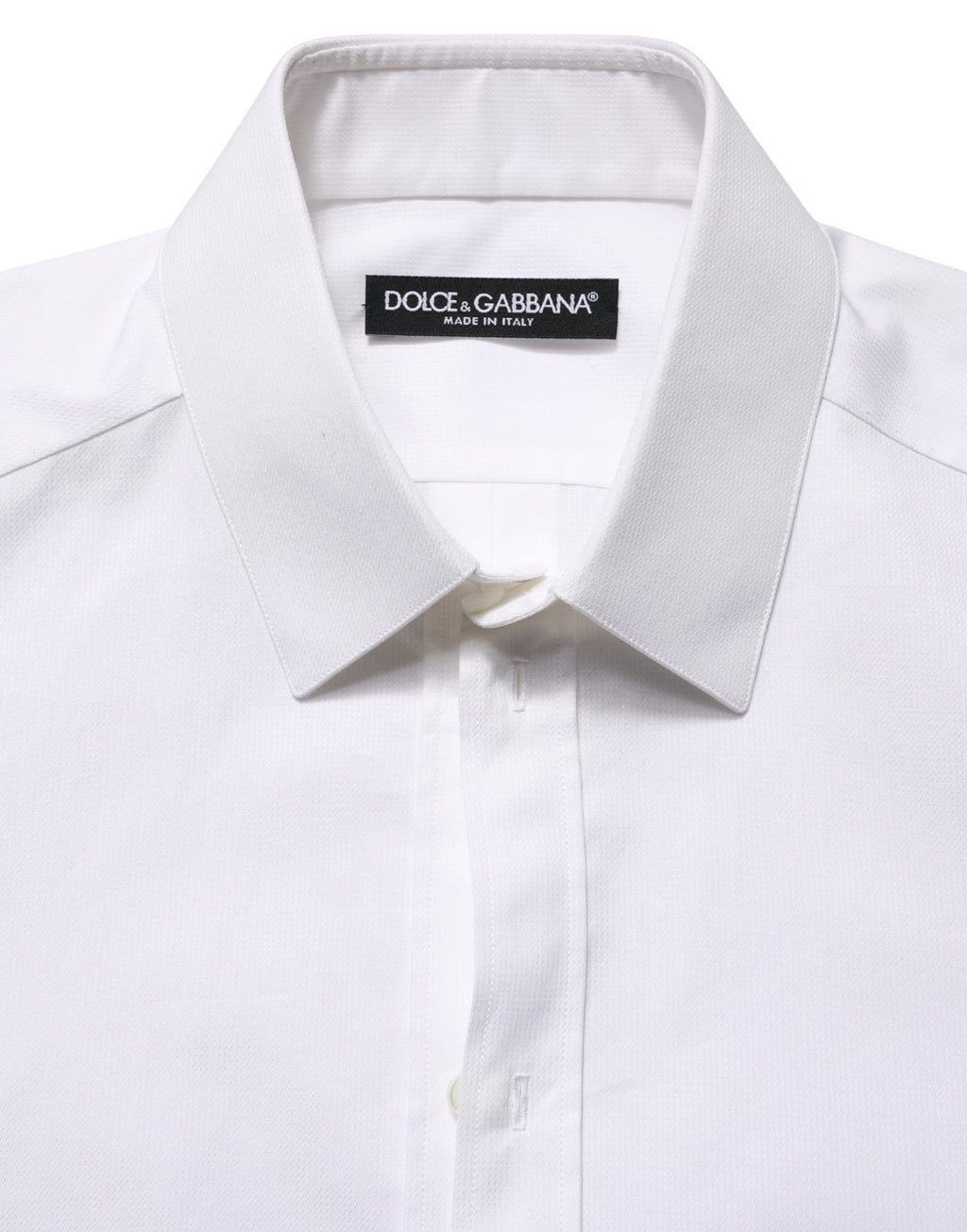 Chemise blanche en coton à manches courtes de Dolce & Gabbana avec boutons, élégante et confortable.