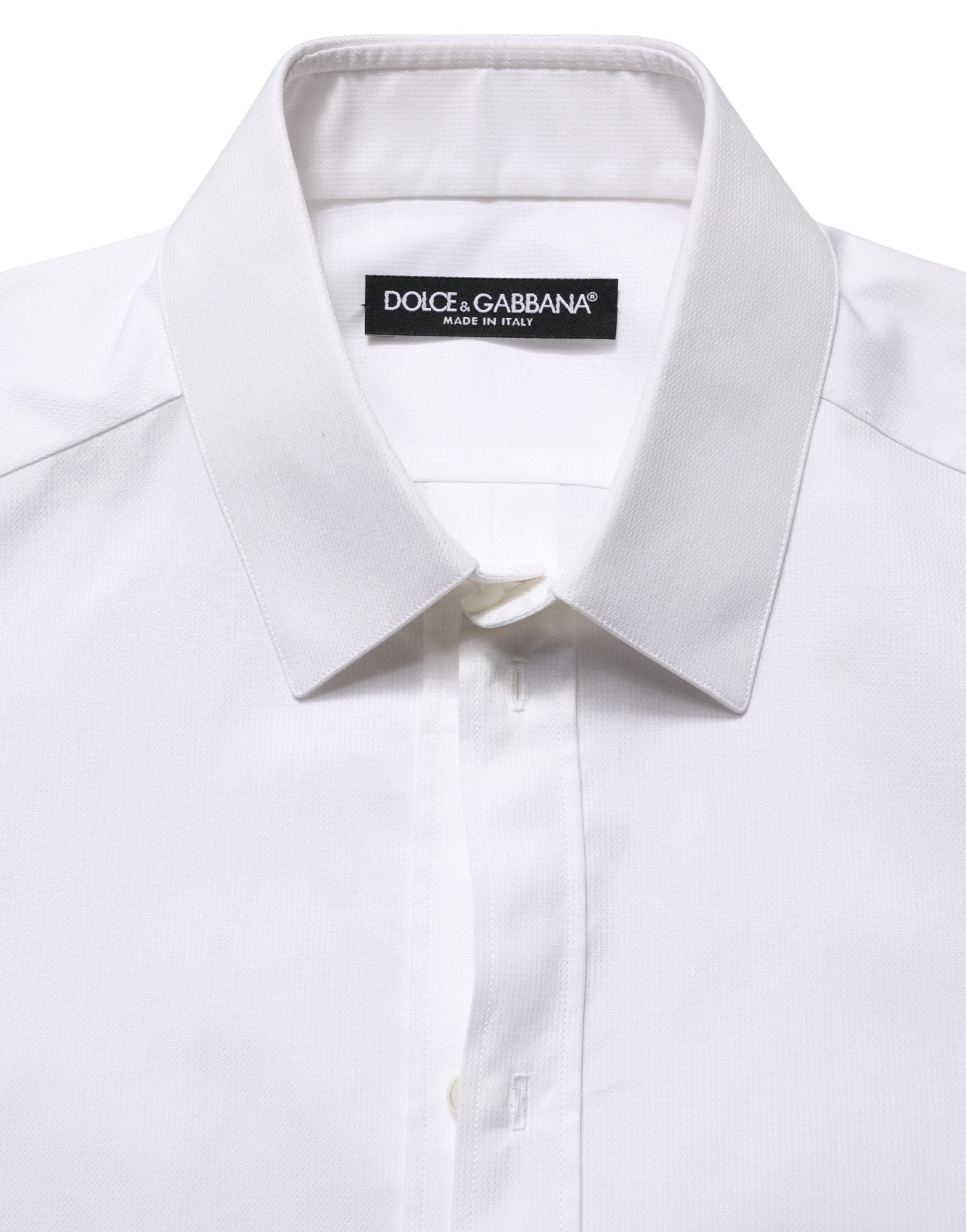 Chemise blanche en coton à manches courtes de Dolce & Gabbana avec boutons, élégante et confortable.