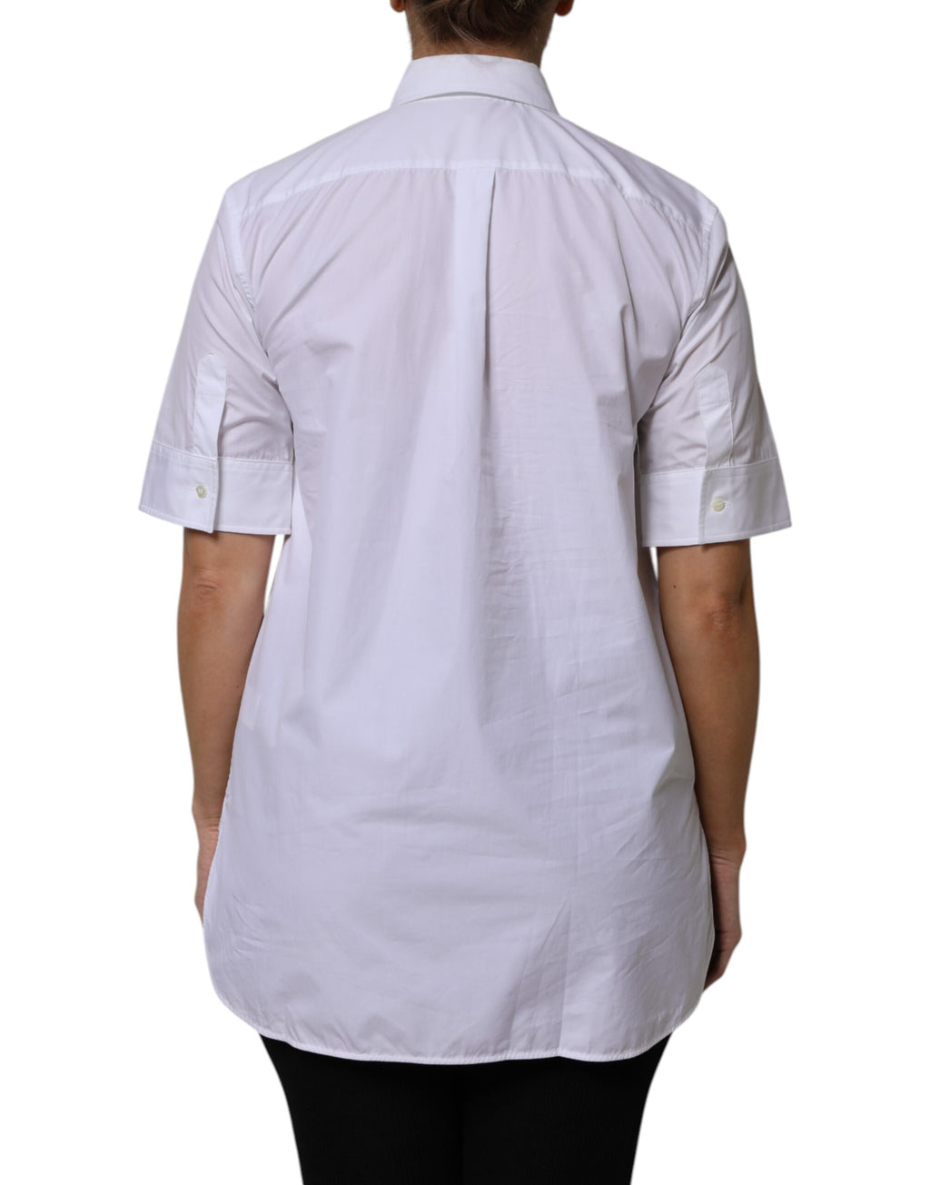 Polo à manches courtes en coton blanc de Dolce & Gabbana avec col et logo sur la poitrine.