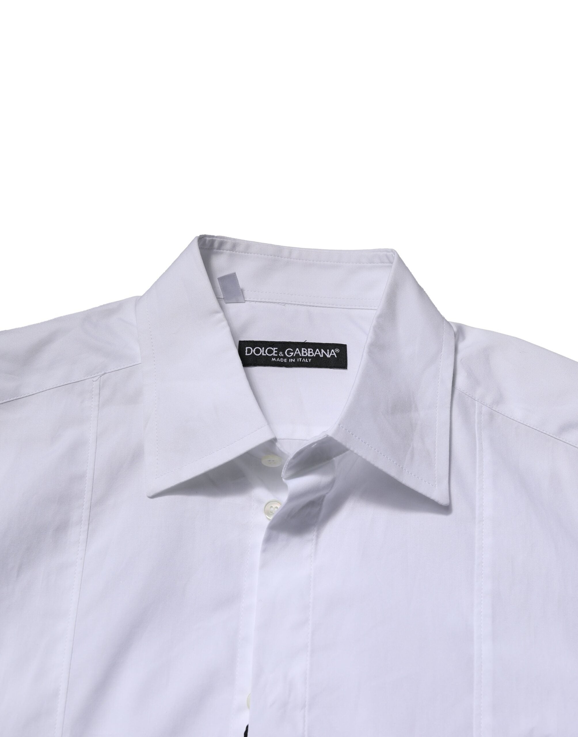 Chemise blanche en coton à manches courtes de Dolce & Gabbana, vêtement formel élégante pour homme.