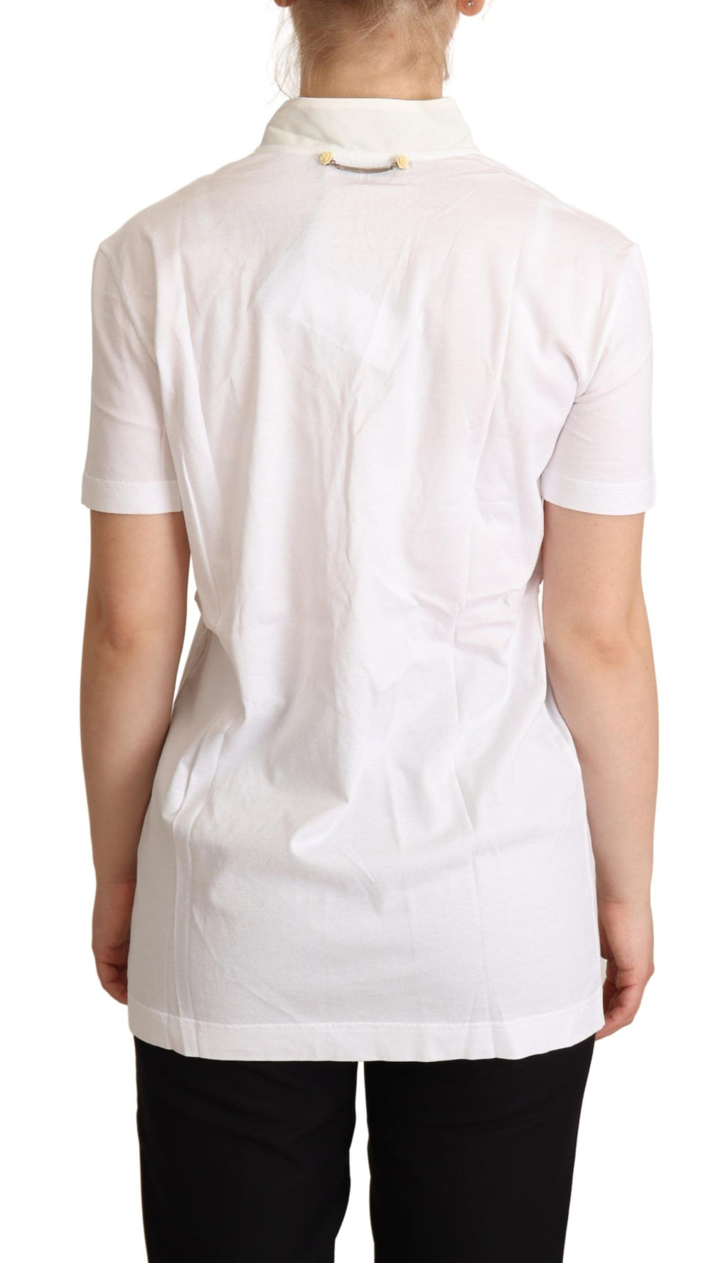 T-shirt blanc en coton et soie Dolce & Gabbana "I'm In Love" avec logo imprimé, vue de face.