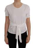 T-shirt blanc en coton et soie de Dolce & Gabbana, coupe classique avec logo discret, vue de face sur fond neutre.