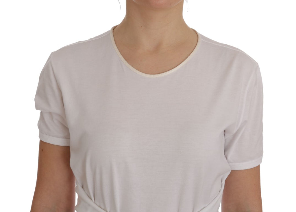 T-shirt en coton et soie blanc Dolce & Gabbana, vue de face, avec logo discret, tissu doux et élégant.