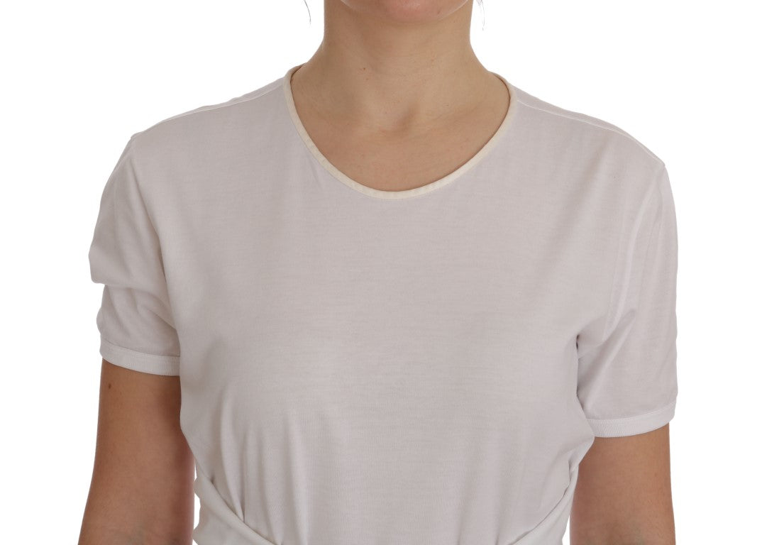 T-shirt en coton et soie blanc Dolce & Gabbana, vue de face, avec logo discret, tissu doux et élégant.