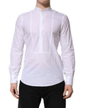 Chemise formelle blanche en coton à manches longues de Dolce & Gabbana, coupe slim, élégante et sophistiquée.