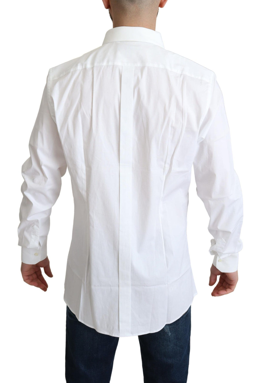 Chemise de costume blanche en coton extensible pour hommes de Dolce & Gabbana, élégante et classique.