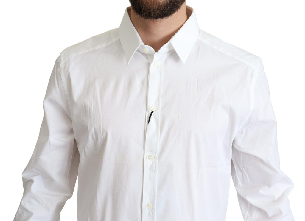 Chemise formelle blanche en coton stretch pour homme de Dolce & Gabbana, élégante et sophistiquée.