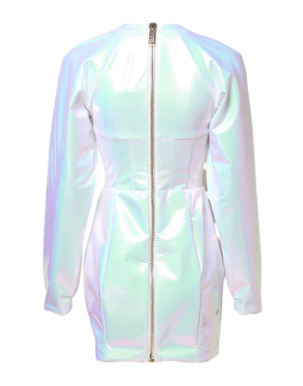 Robe courte blanche Dolce & Gabbana à manches longues, robe moulante et élégante pour femme.