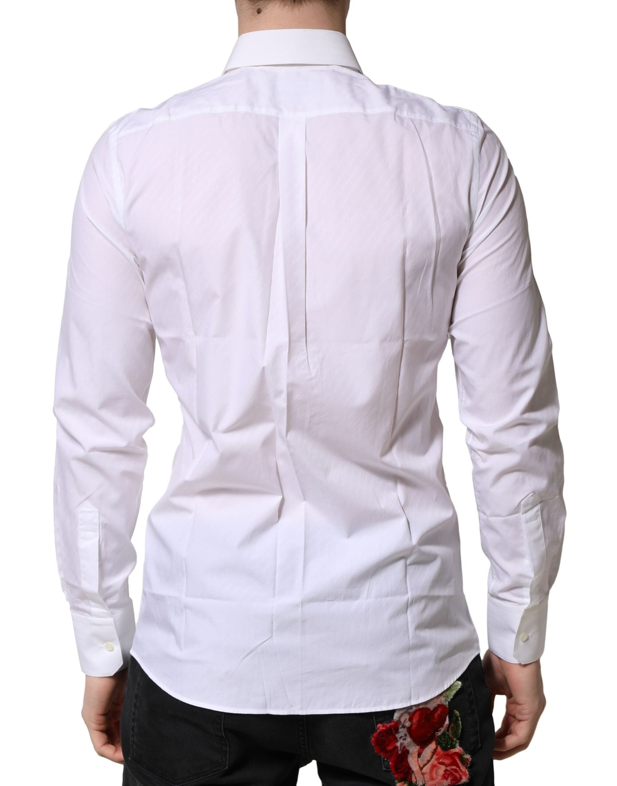 Chemise blanche Dolce & Gabbana Martini à manches longues, robe formelle élégante pour femme.