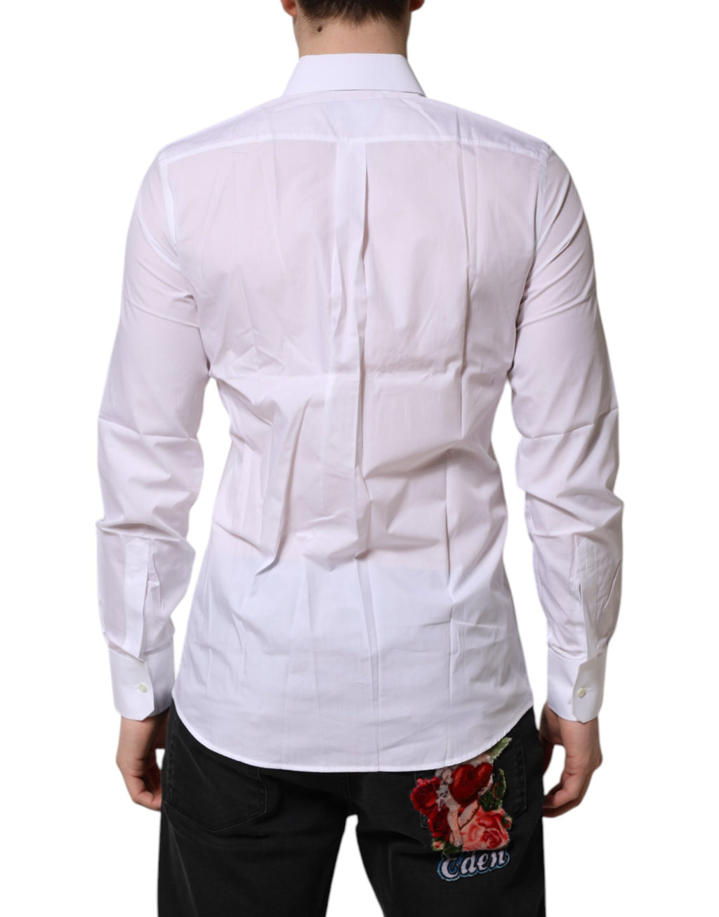 Chemise blanche Dolce & Gabbana Martini à manches longues, robe formelle élégante pour femme.