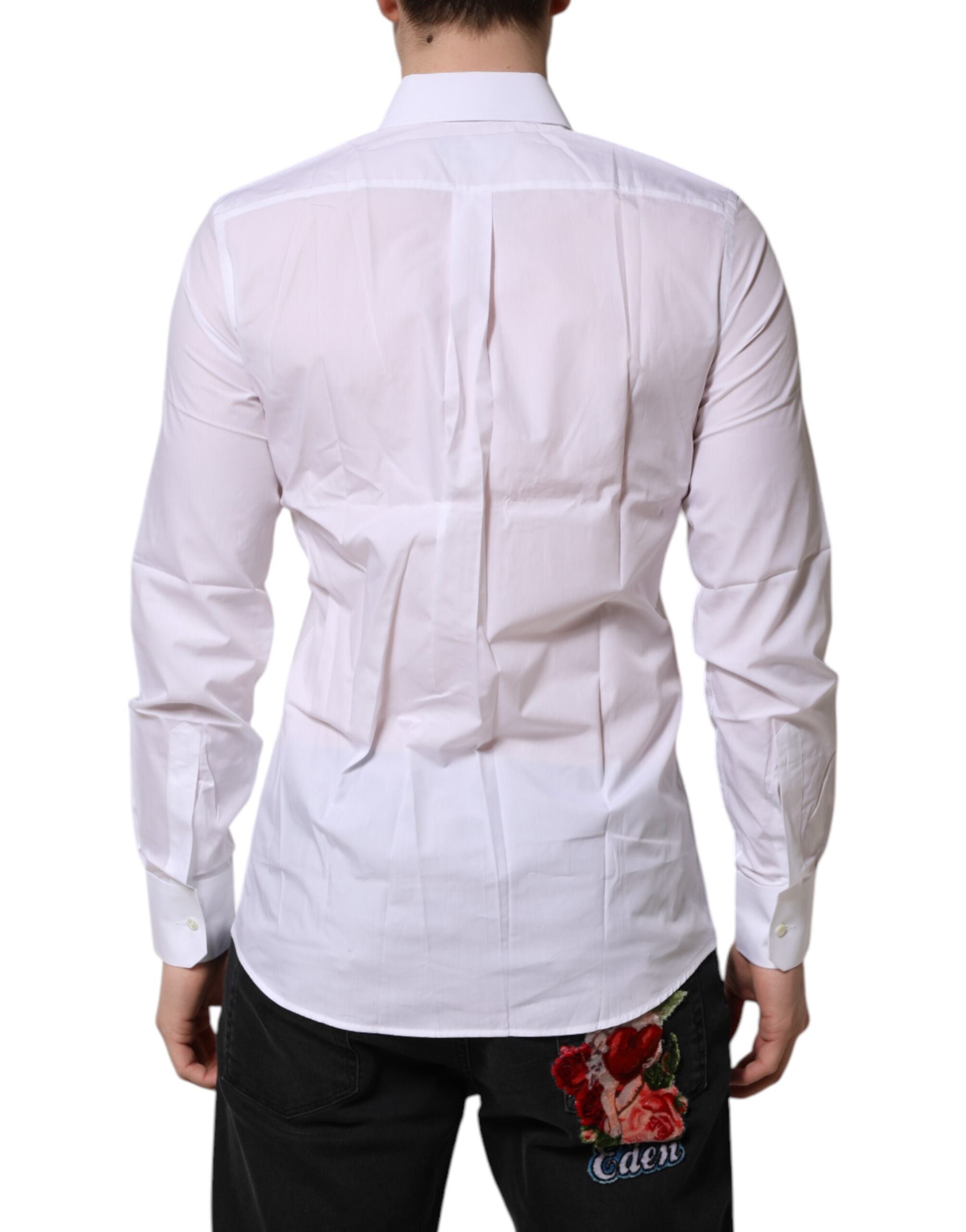 Chemise blanche Dolce & Gabbana Martini à manches longues, robe formelle élégante pour femme.