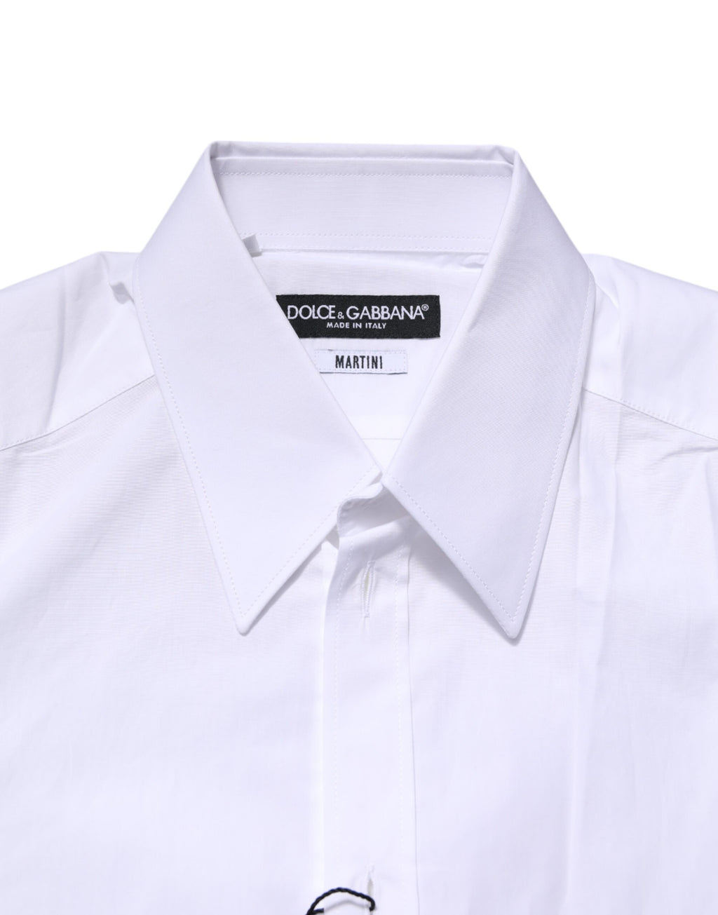 Chemise formelle Dolce & Gabbana blanche à manches longues Martini, élégante chemise pour occasion spéciale.