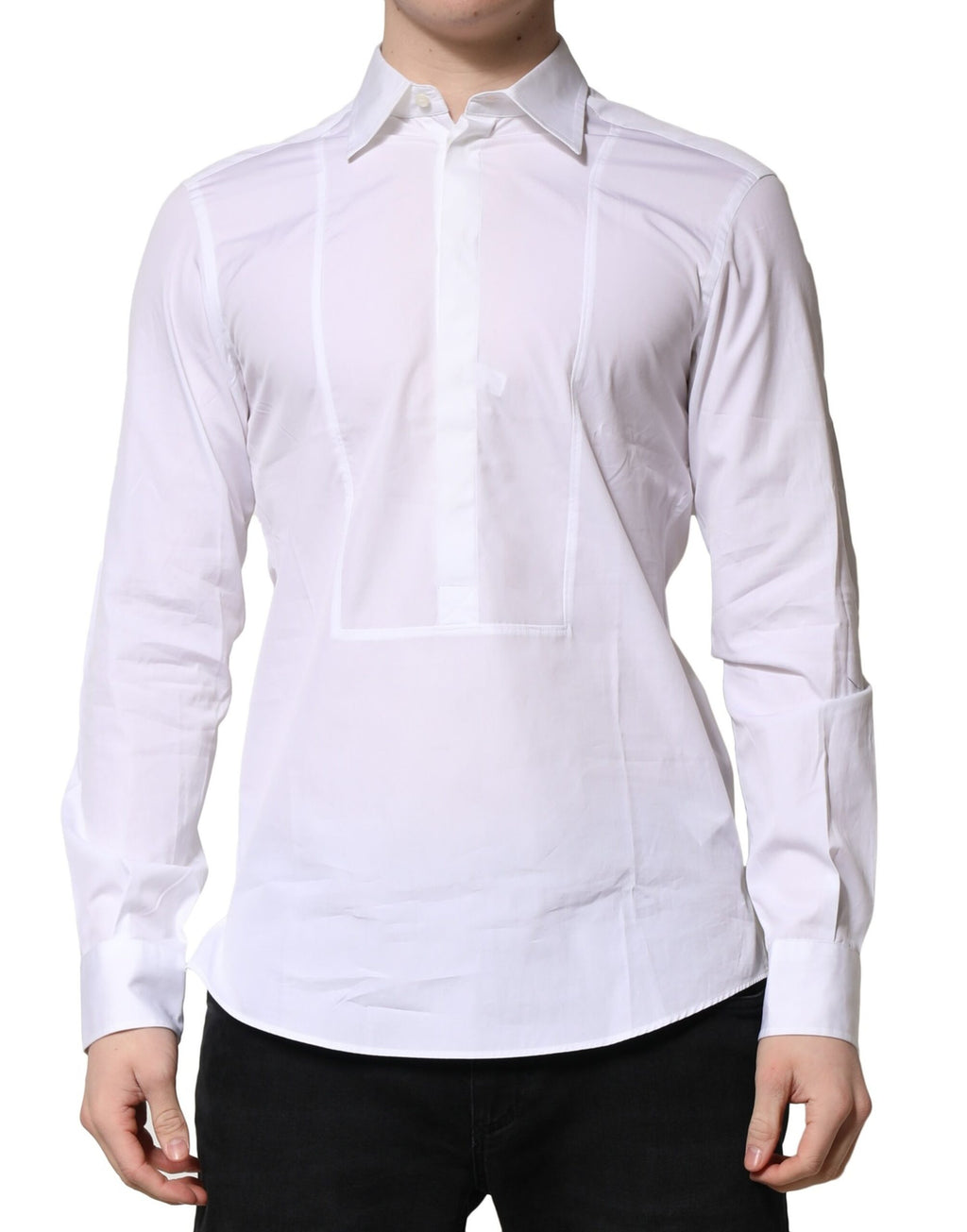 Chemise blanche en coton popeline formelle pour homme de Dolce & Gabbana, élégante et classique.