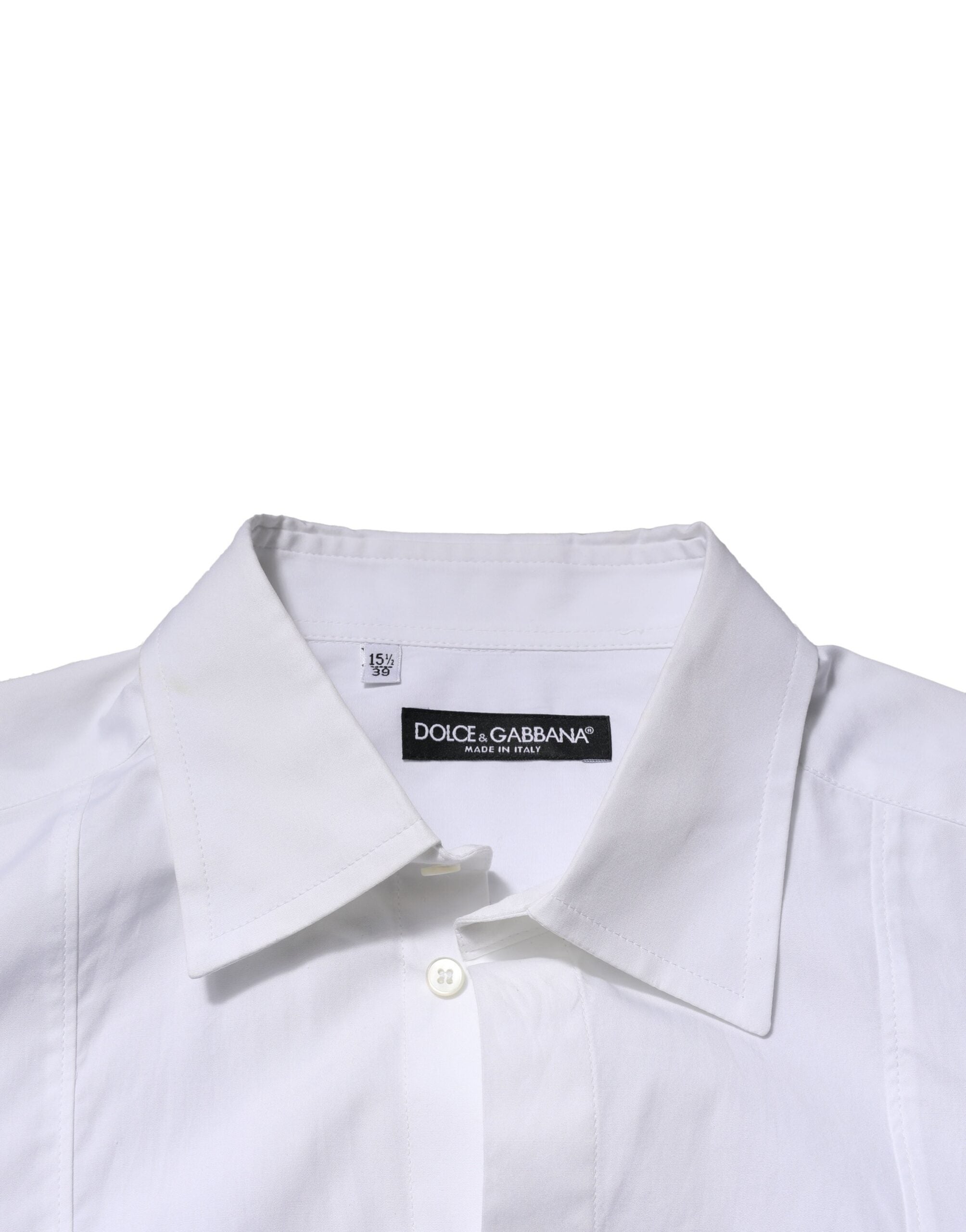 Chemise blanche en popeline de coton Dolce & Gabbana pour homme, chemise formelle élégante et classique.