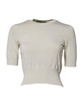 Chemisier en soie blanche Dolce & Gabbana à manches courtes, élégant et léger, avec col classique et coupe fluide.