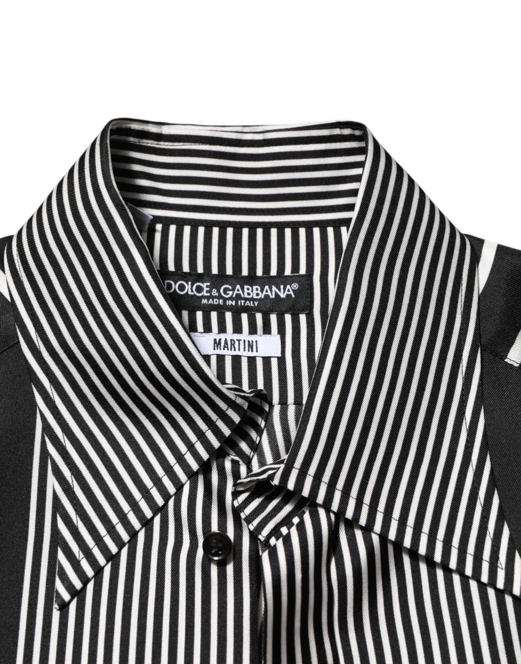 Chemise homme à rayures noires et blanches Dolce & Gabbana MARTINI, élégante chemise à manches longues en coton.