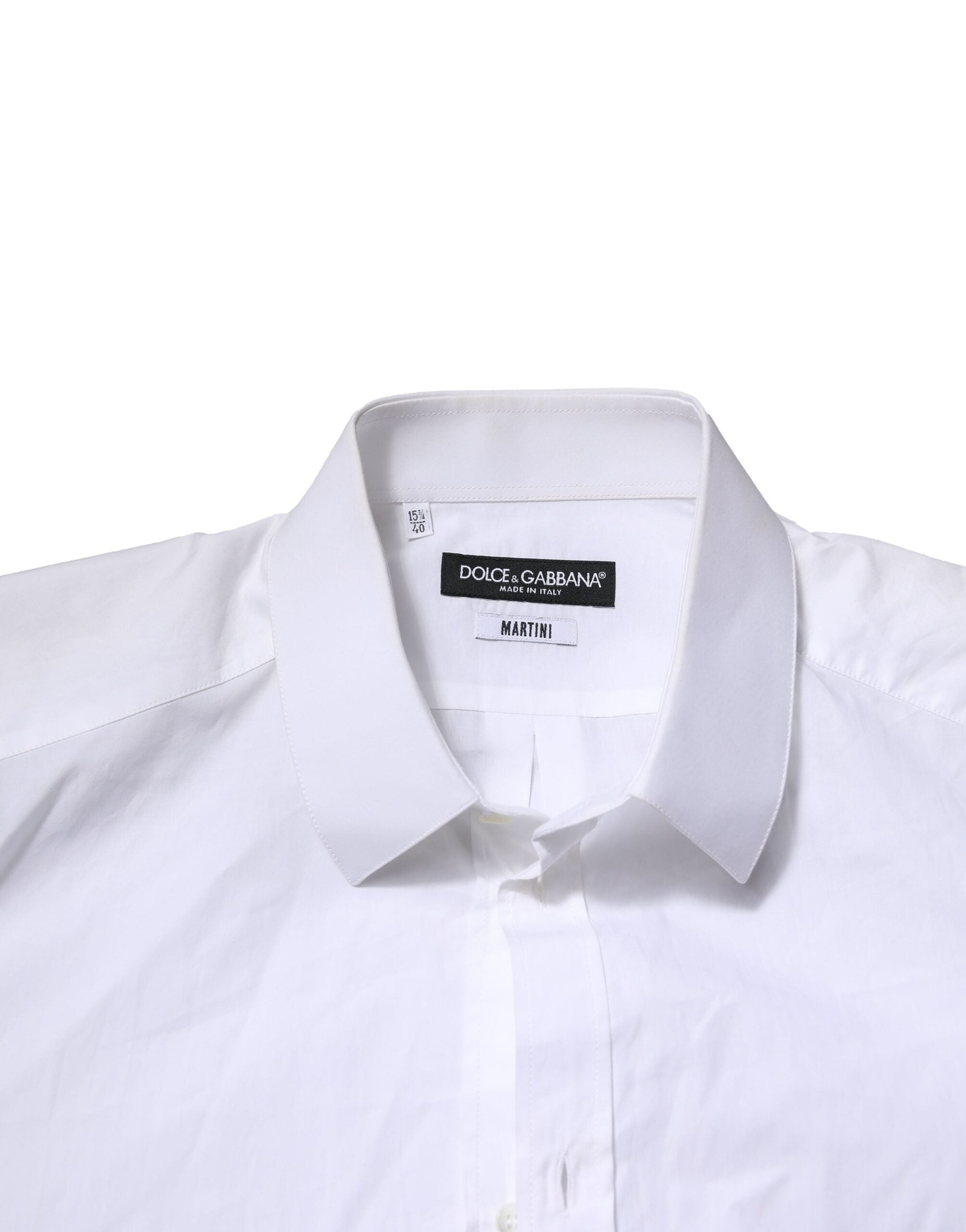 Chemise blanche en coton Dolce & Gabbana Martini à manches longues, style formel élégante et sophistiquée.