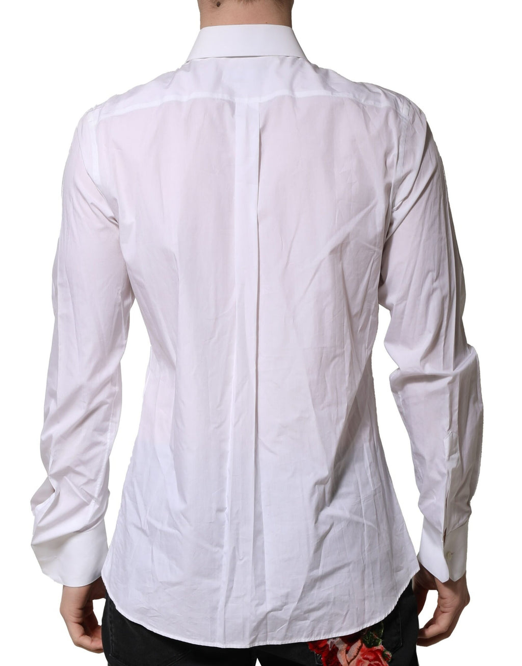 Chemise formelle blanche en coton Dolce & Gabbana Martini à manches longues, élégante et sophistiquée, vue de face.