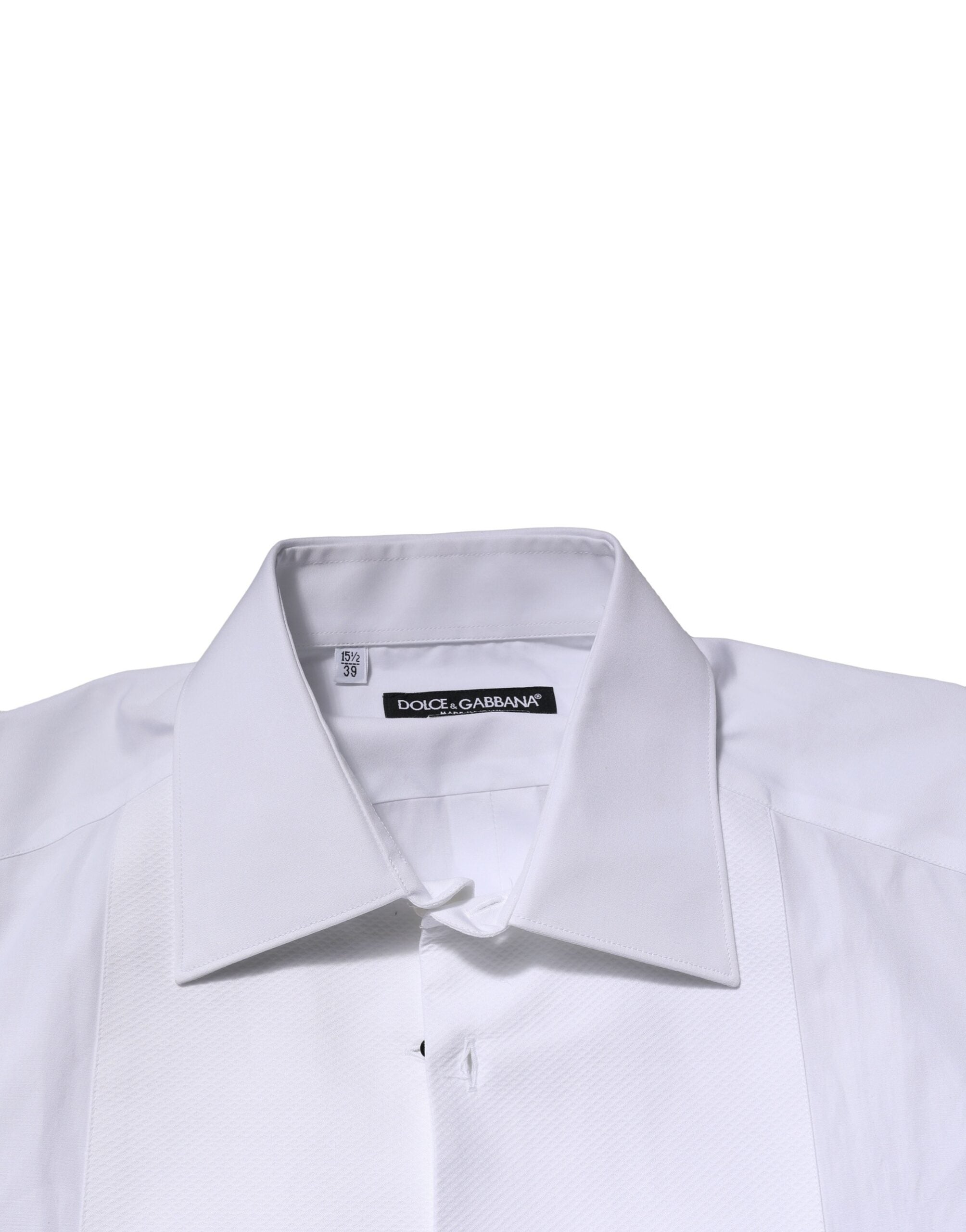 Chemise formelle blanche Dolce & Gabbana avec ornement de couronne en coton, élégante et sophistiquée.
