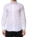 Chemise homme Dolce & Gabbana Martini blanche à manches longues pour style formel.