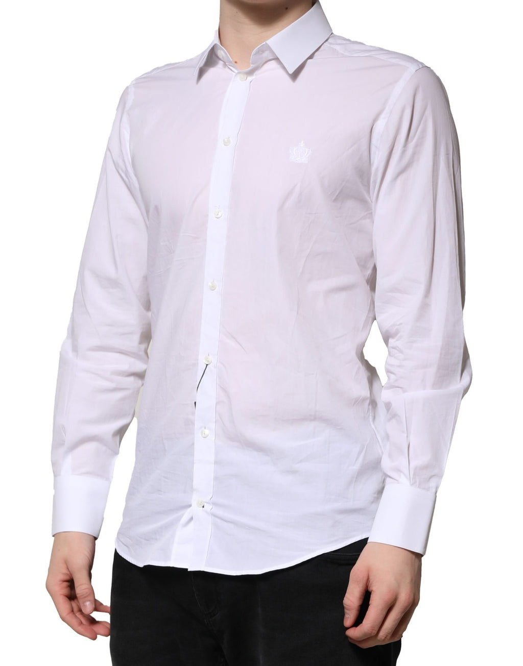 Chemise formelle blanche pour homme Dolce & Gabbana Martini à manches longues, élégante et sophistiquée.