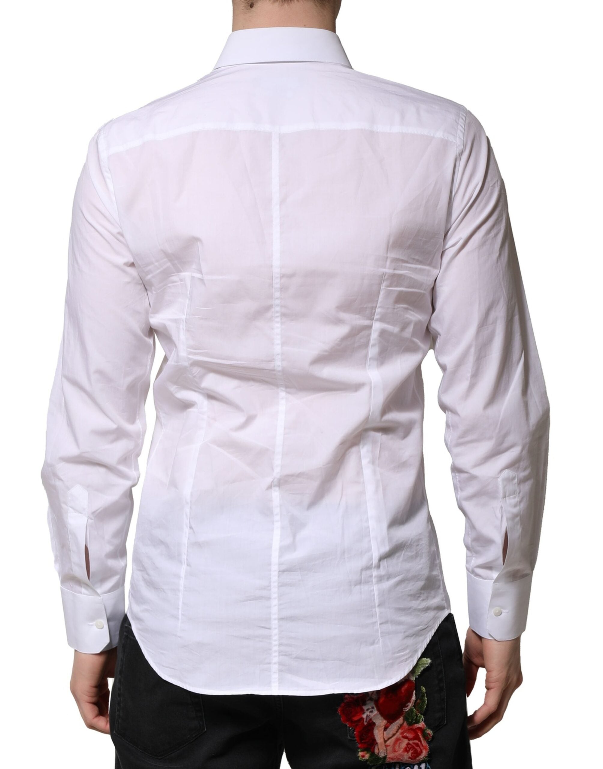 Chemise formelle blanche Dolce & Gabbana MARTINI à manches longues pour homme, élégante et sophistiquée.