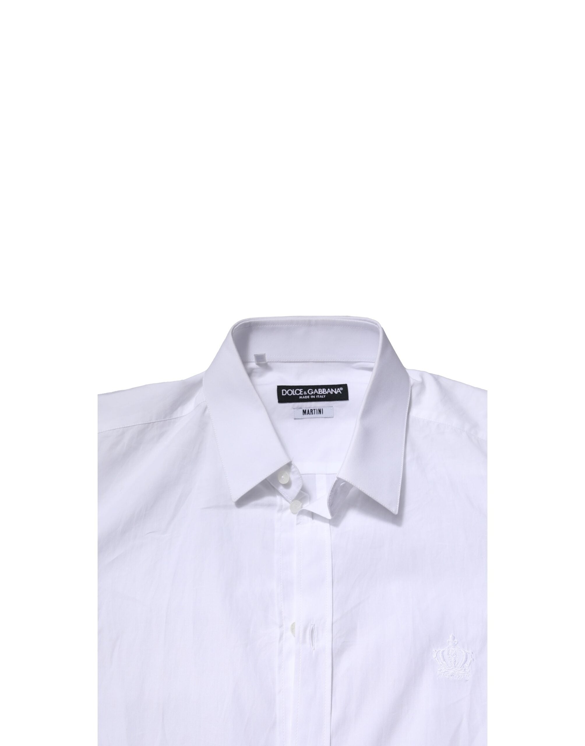 Chemise formelle blanche à manches longues Dolce & Gabbana Martini pour homme, élégant vêtement de costume.