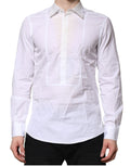 Chemise formelle blanche en coton popeline de Dolce & Gabbana, vue de face avec col et boutons visibles