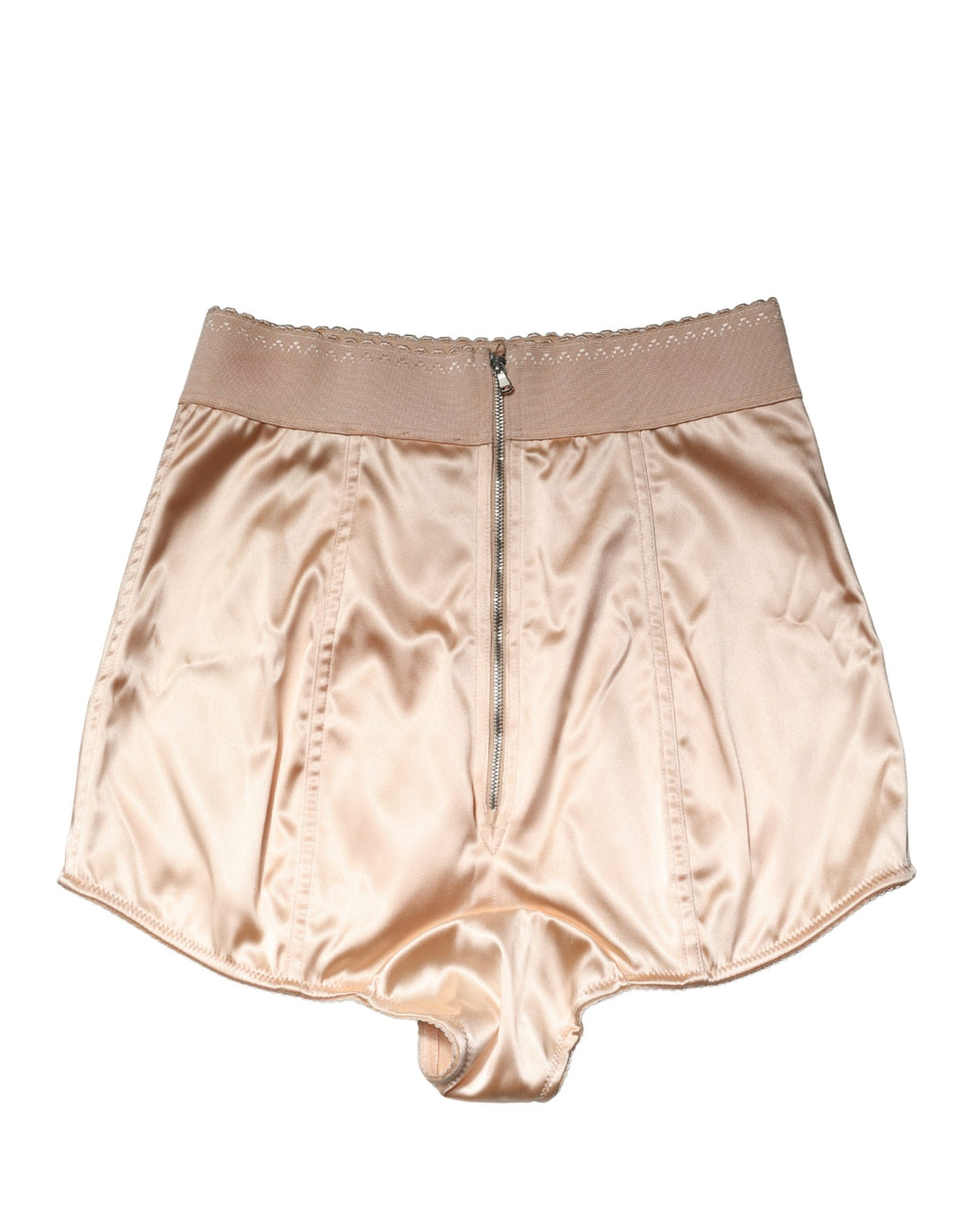 Culotte haute en soie mélangée beige de Dolce & Gabbana, sous-vêtement élégant à taille haute, visible sur l’image.
