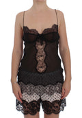 Lingerie Babydoll en soie noire avec dentelle de Dolce & Gabbana, top en tissu délicat et élégant.