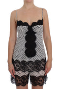 Lingerie Dolce & Gabbana en soie noire avec dentelle, top babydoll élégant et féminin.