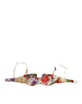 Soutien-gorge balconnet semi-rembourré Dolce & Gabbana à imprimé floral, vue de face, détails du tissu et de la coupe.