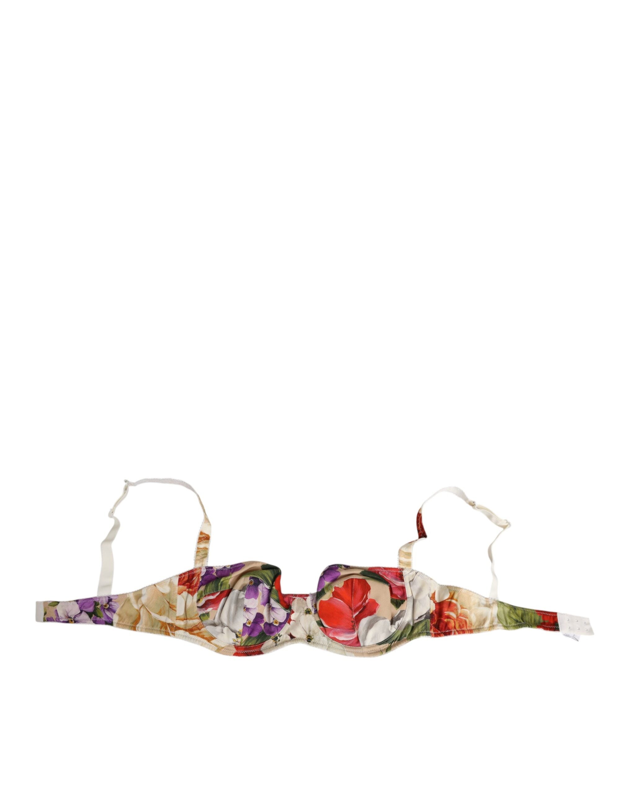 Soutien-gorge balconnet semi-rembourré Dolce & Gabbana à imprimé floral, vue de face sur un fond neutre.