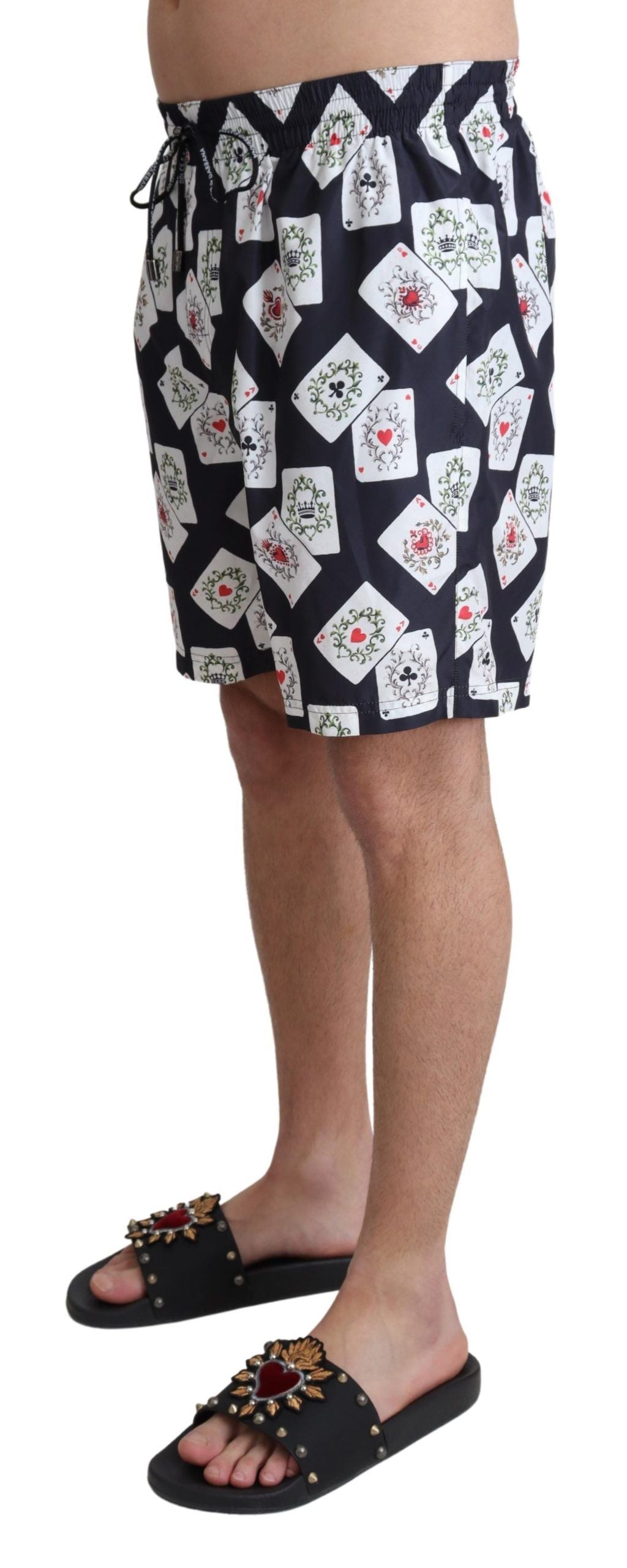 Maillot de bain Dolce & Gabbana avec motif de cartes noires, short de plage en tissu léger pour homme