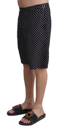 Maillot de bain Dolce & Gabbana shorts de plage à pois noirs, vêtement de plage élégant pour femmes.