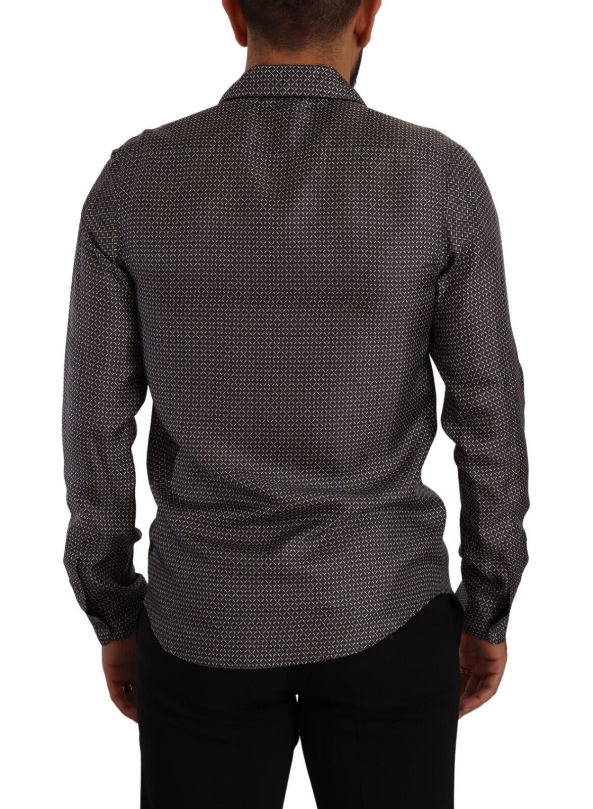 Chemise homme Dolce & Gabbana gris à motif fantasy, haut de pyjama élégant avec détails modernes.