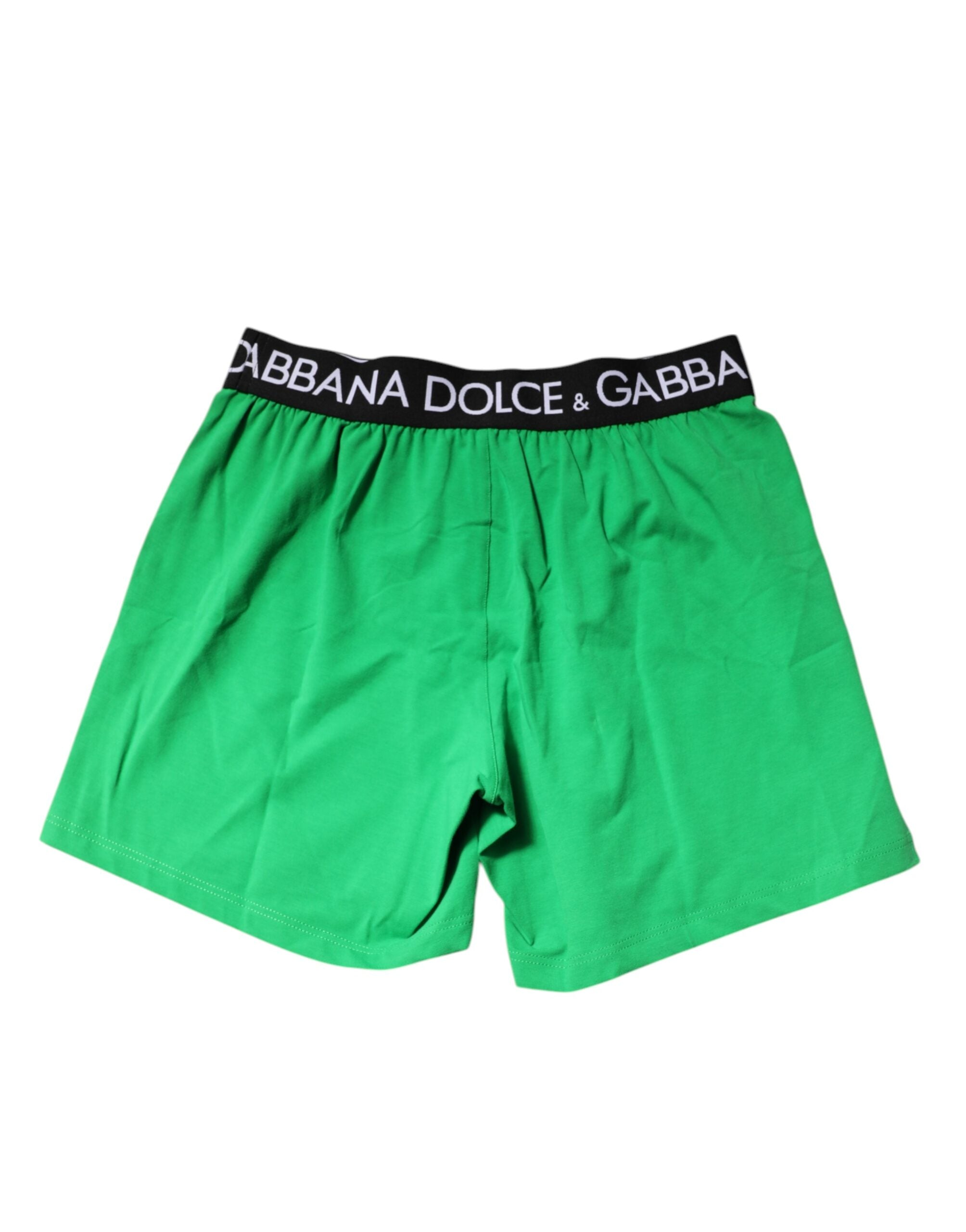 Boxers en coton vert Dolce & Gabbana, sous-vêtements masculins, coupe régulière et confortable visible sur l'image.