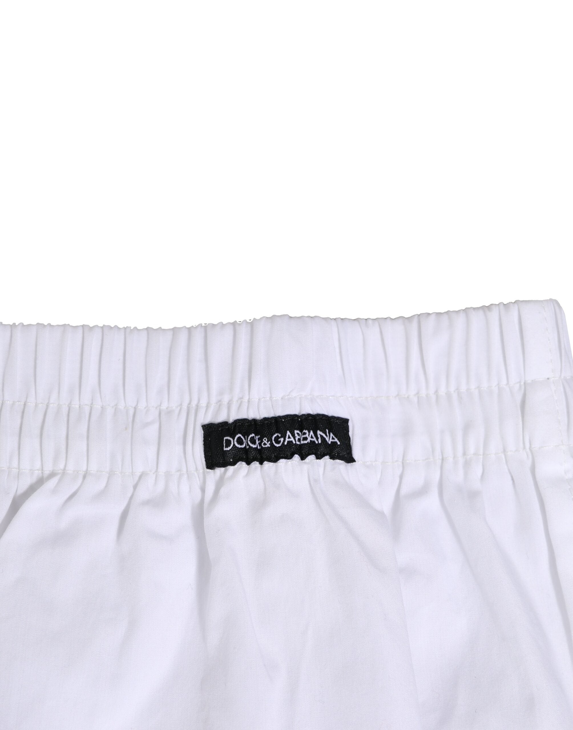 Sous-vêtements boxers blancs en coton de Dolce & Gabbana, style régulier pour homme, visible avec ceinture élastique.