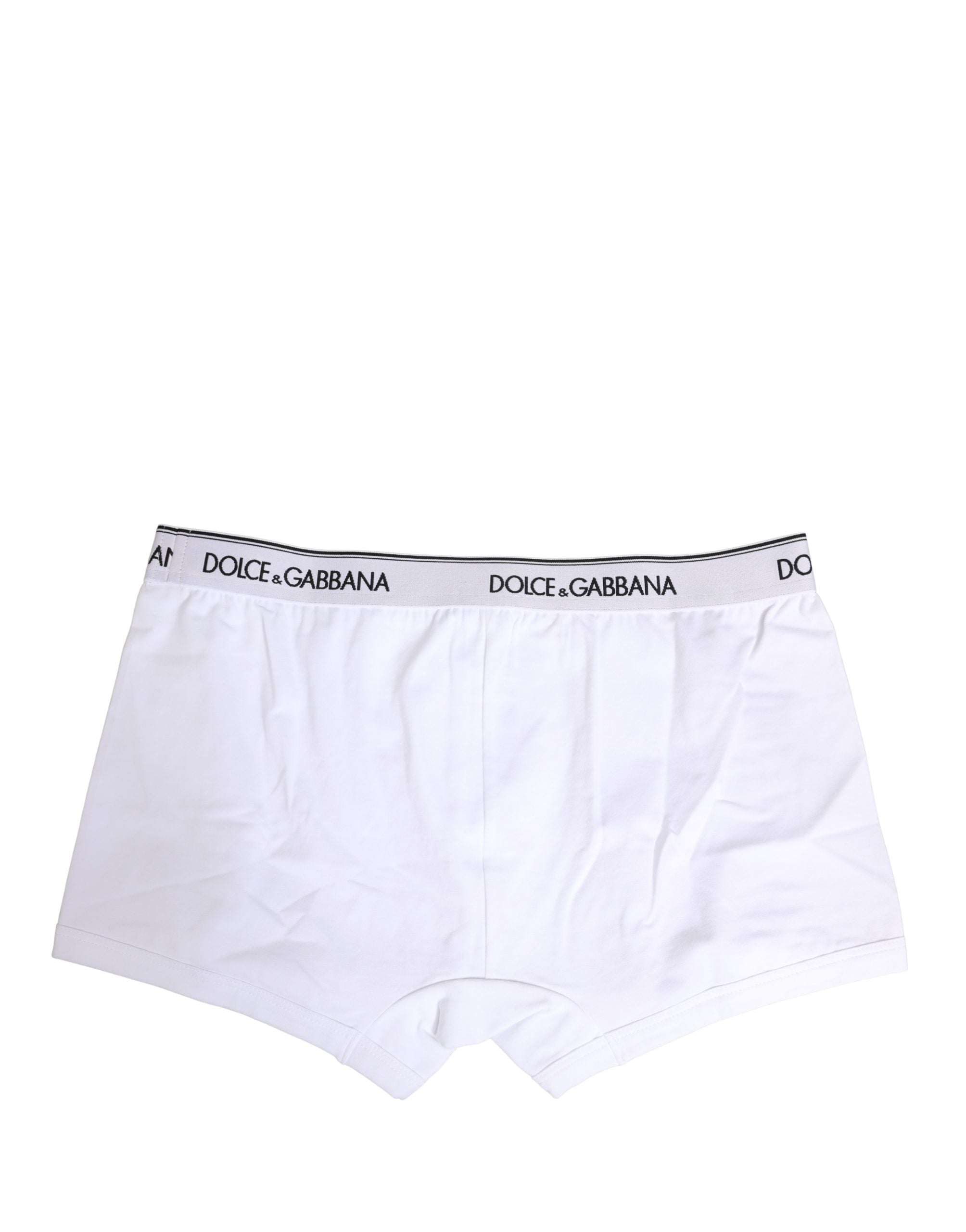 Boxers en coton blancs Dolce & Gabbana avec ceinture logo, confort et style élégants pour homme.