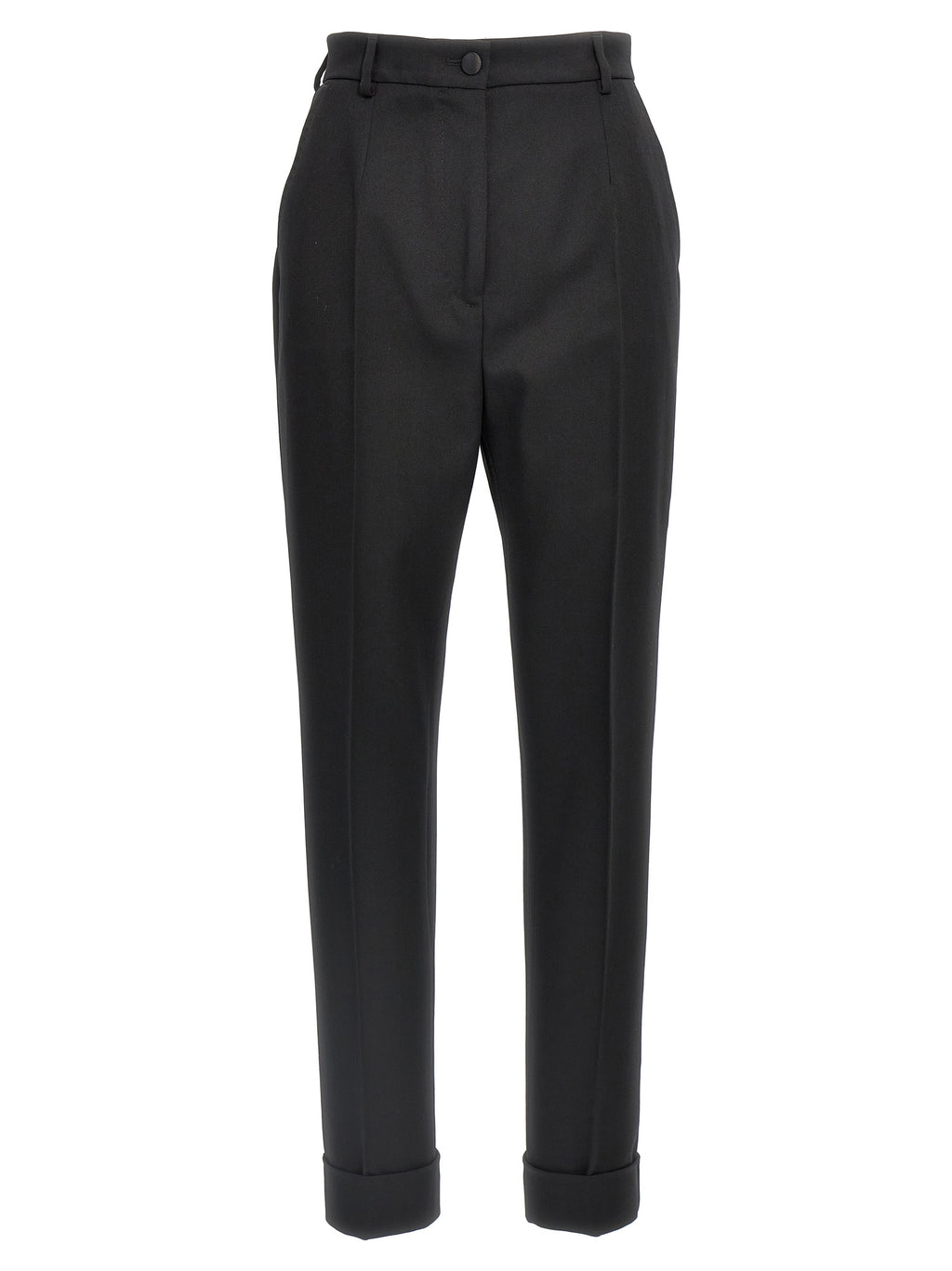 Pantalons de costume noirs en laine vierge Dolce & Gabbana pour homme, élégants et classiques, avec coupe ajustée.