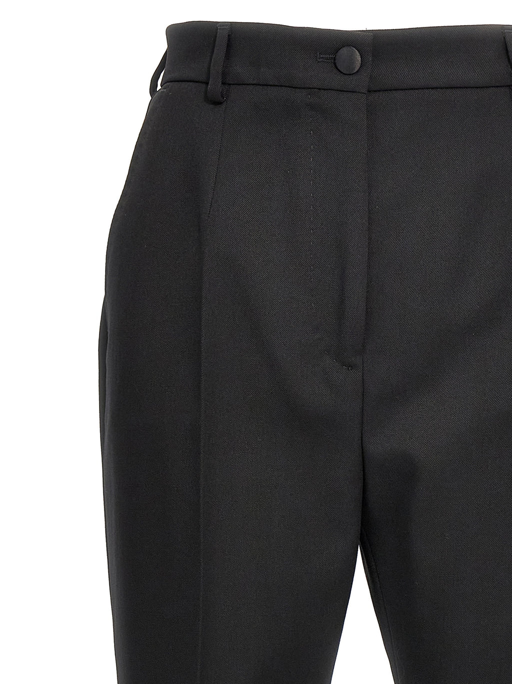Pantalon noir en laine virgin Dolce & Gabbana pour femme, coupe élégante et matière douce visible sur l'image.