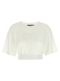 T-shirt blanc en coton Dolce & Gabbana, vue de face, avec logo discret, porté sur mannequin.