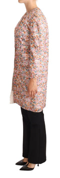 Imperméable en soie Dolce & Gabbana à imprimé floral multicolore, coupe trench élégante et raffinée.