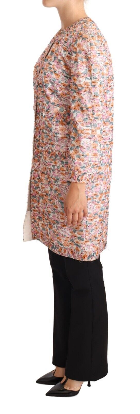 Imperméable en soie Dolce & Gabbana à imprimé floral multicolore, coupe trench élégante et raffinée.