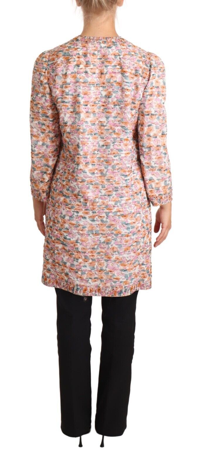 Manteau trench en soie Dolce & Gabbana à imprimé floral multicolore, veste élégante avec motif floral vibrant.