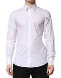Chemise blanche en coton à manches longues de marque Dolce & Gabbana, vêtement formel élégant pour femme.