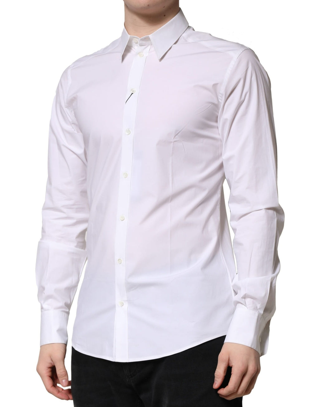 Chemise blanche en coton à manches longues de Dolce & Gabbana, vêtement formel élégant pour femmes.